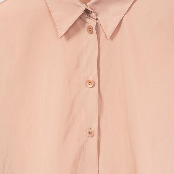 Tibi Toffee Italian Sporty Nylon Cocoon-Back Buttoned Shirt - Picture 7 of 10